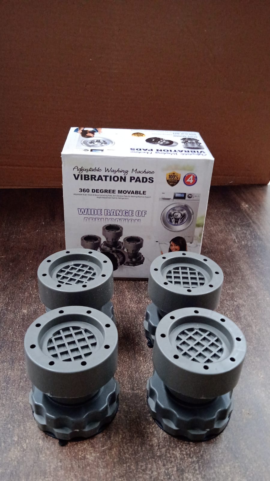 Adjustable Anti-Vibration Pads for Washing Machine and Refrigerator Base (4 Pc)