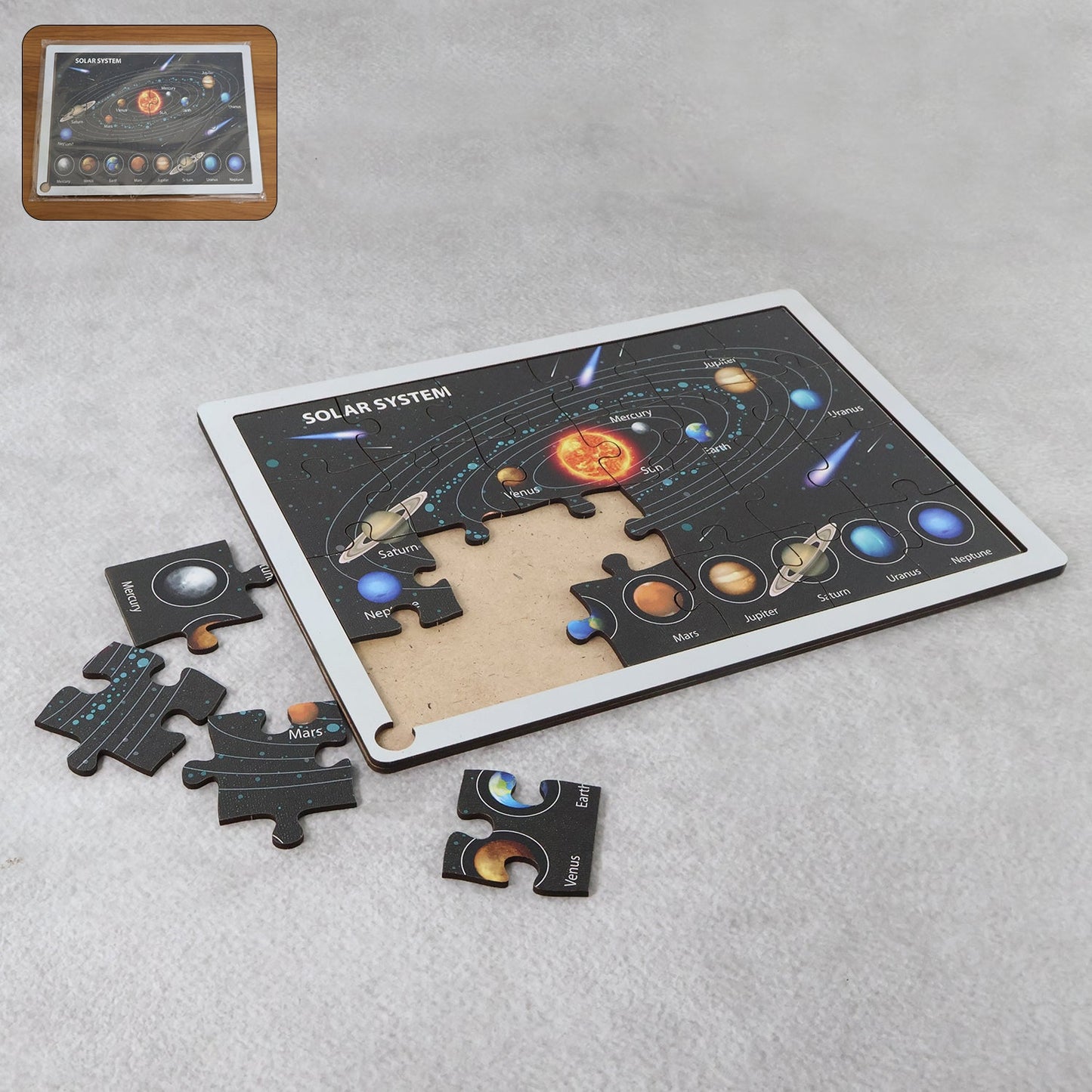 Wooden Puzzle Learning Board for Kids - (1 Pc / Mix Design / random)