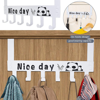 Heavy-Duty Carbon Steel Over Door Hook Rack for Towels & Coats (1 Pc, 6 Hooks)