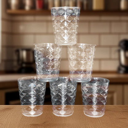 Apex Pyramid Design Unbreakable Plastic Glass – 300 ML