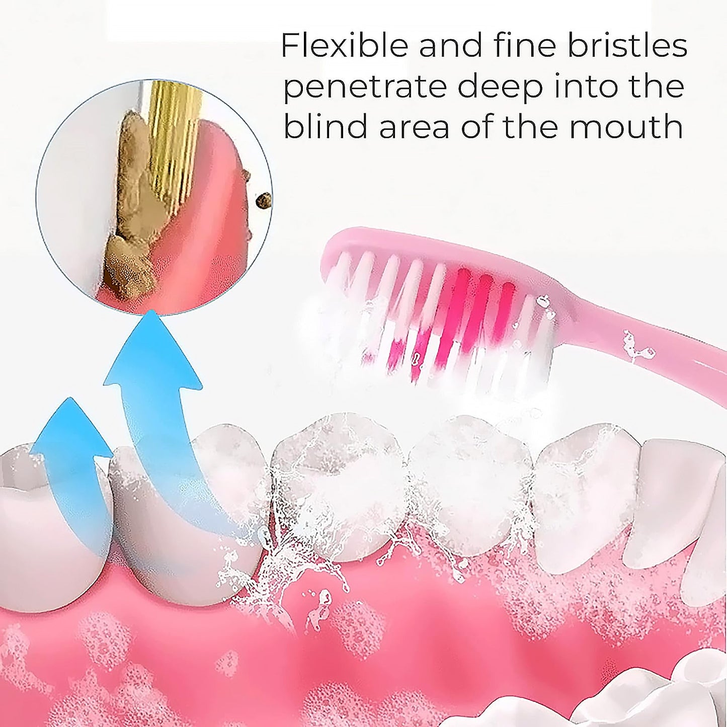 2-in-1 Tooth Brush Tongue Scraper, Soft Bristle & Long Handle (8Pcs) Soft Toothbrush
