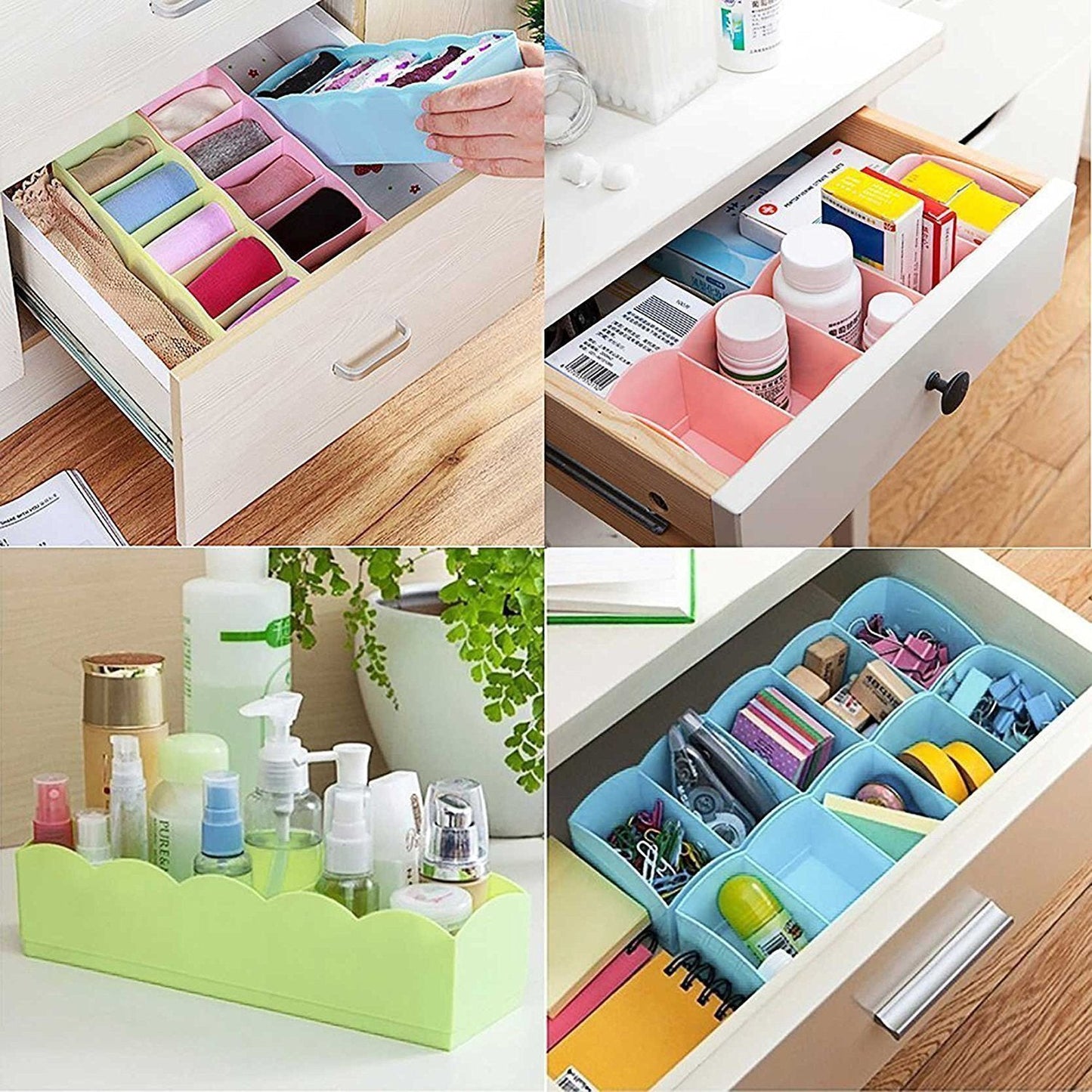 Desktop Storage Organizer Box Set - 5 Grid Compartments (4-Piece)