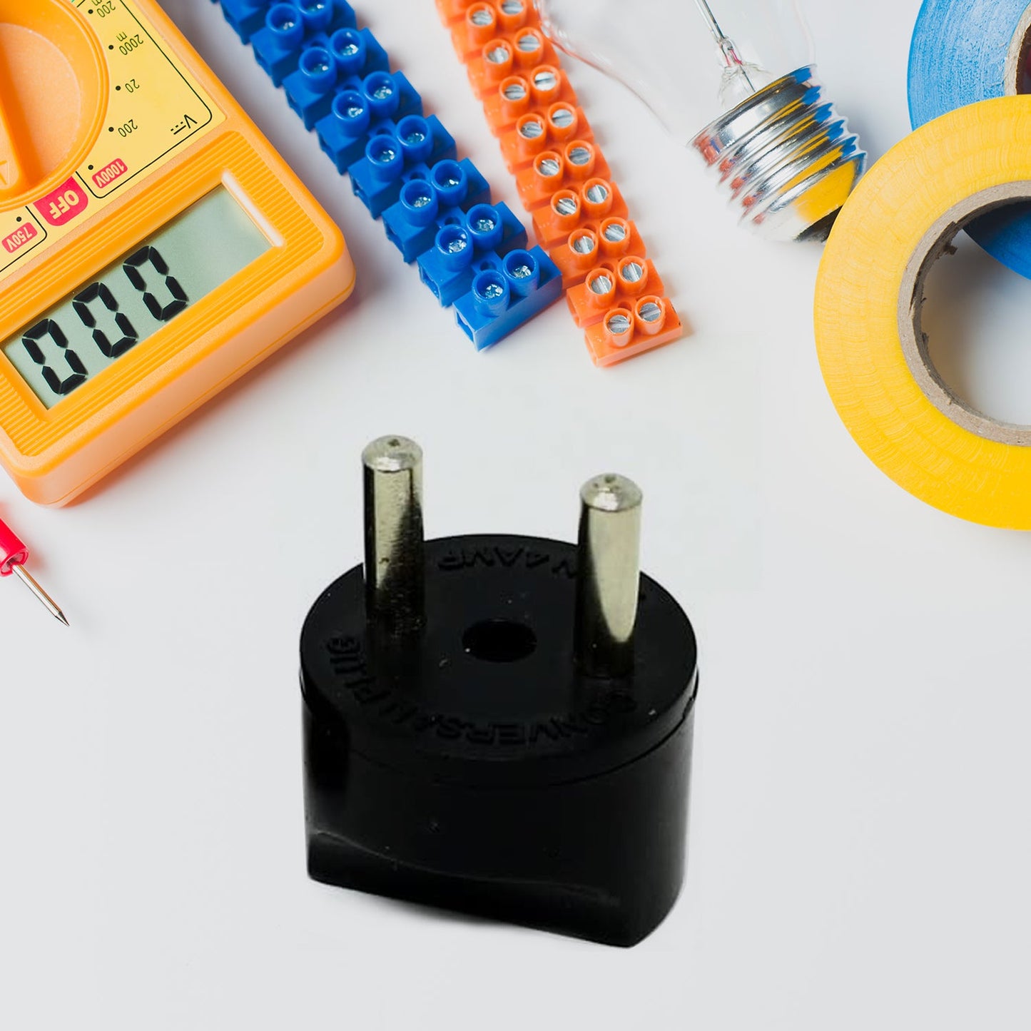 2 Pin 4 Amp Plug Converter, Plug Adapter With Color Box (1 Pc )