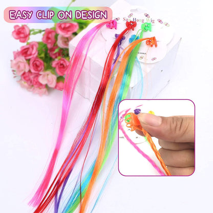 Kids Hair Extensions with Hair Clips (6 Pc Mix Color)