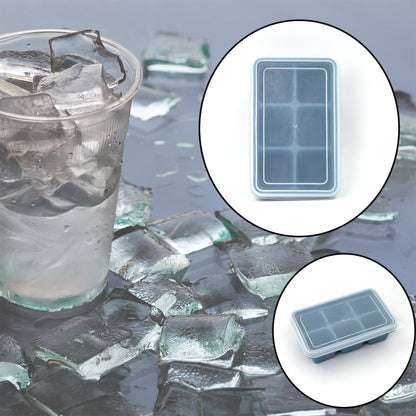 6 Grid Silicone Ice Tray Used In All Kinds Of Places Like Household Kitchens  (1 Pc)