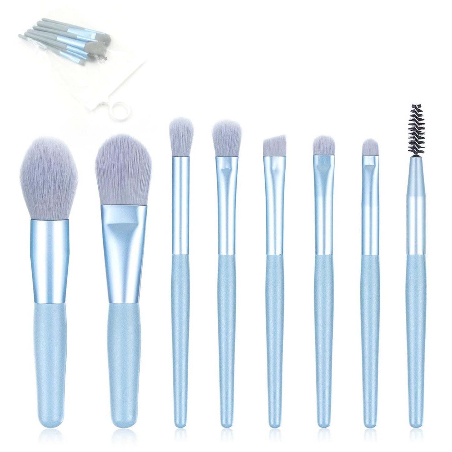 8-Piece Mini Makeup Brush Kit – Portable Premium Synthetic Set with Case (Mix Colors)