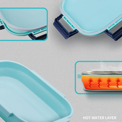Lunch box with 4 compartments, black transparent design