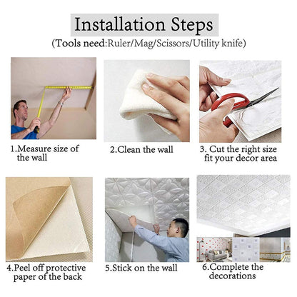 Wallpaper 3D Foam Wallpaper Sticker Panels (70 x 70 Cm / 1 Pc)