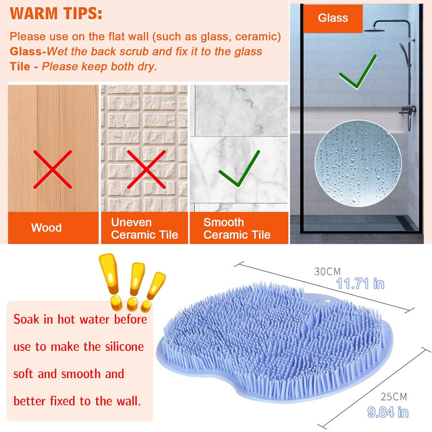 Silicone Bath Massage Cushion – Suction Cup Exfoliating Foot Scrubber & Mat