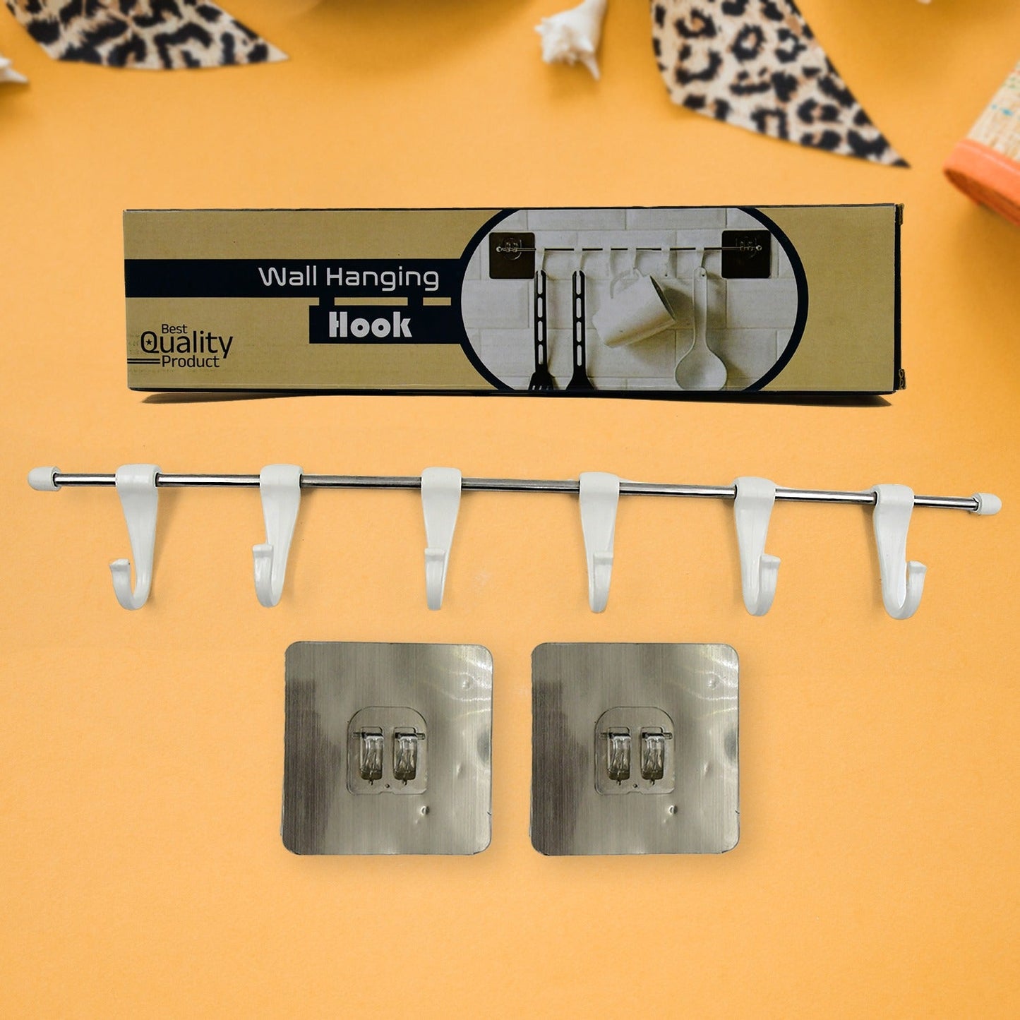 Stainless Steel Utensil Hanger Rail Nail Free Wall Mount