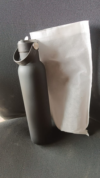 Stainless Steel Water Bottle with Carry Strap & Built-In Straw 1000ML Approx (1 Pc)