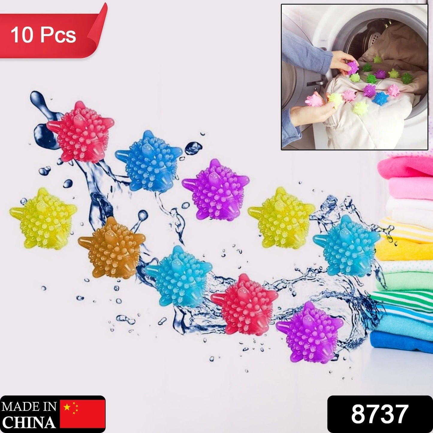 Soft Star Laundry Dryer Balls – 10-Piece Multi-Color Clothes Softener