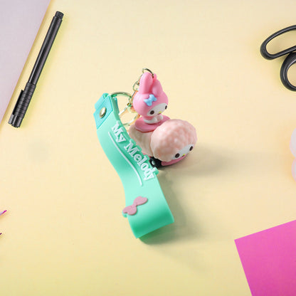 Cute Cartoon Character Silicone Keychain (1 Pc)