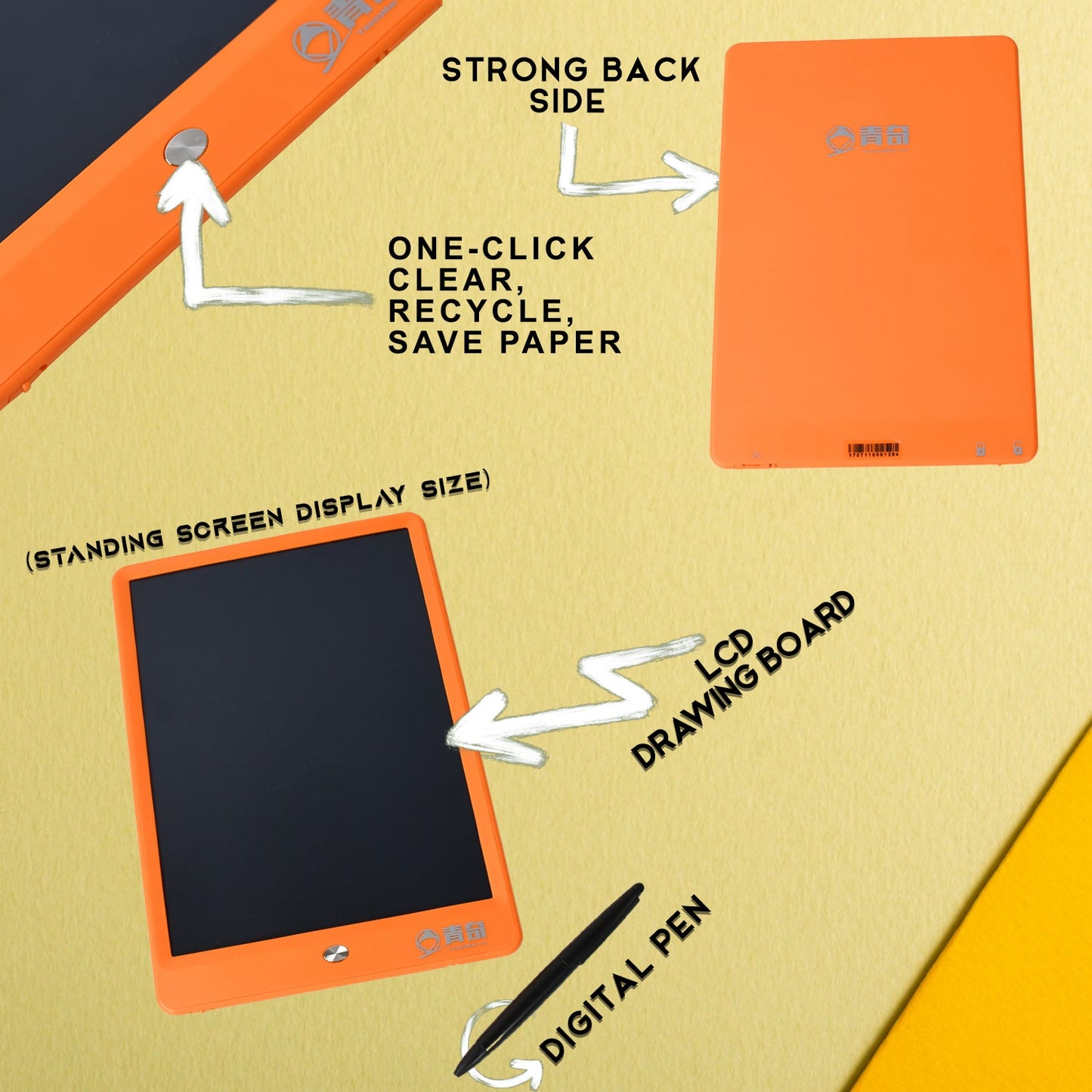 Portable LCD Writing Board Slate Drawing Record Notes Digital   (1 pc / 25×15 Cm)