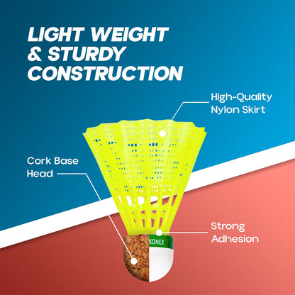 Konex Premium Plastic Badminton Shuttlecock Set (10 Pcs)