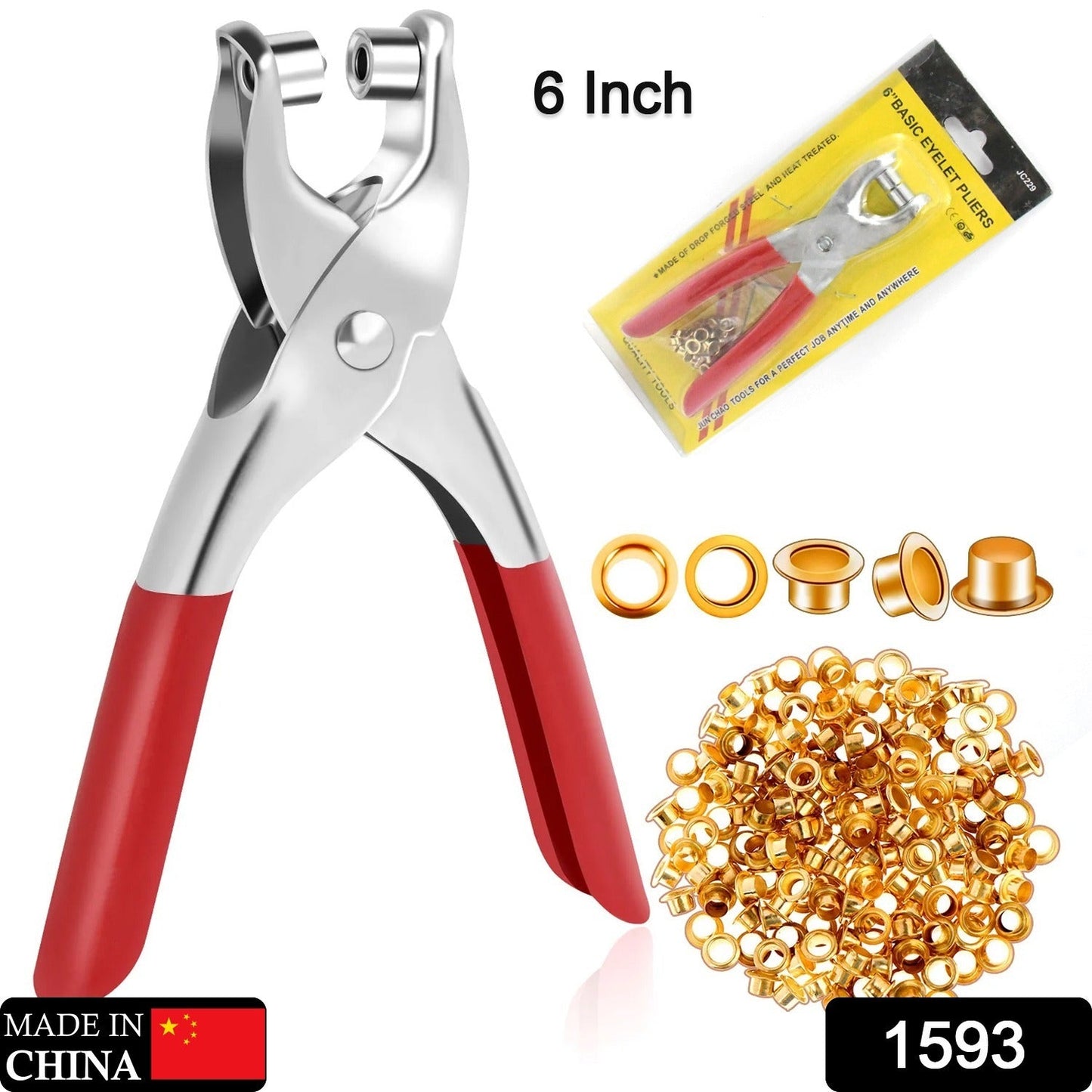 Grommet Setting Tool with 25 PCS Gold Eyelets Grommets Steel Hole Punch